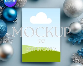 Canva Christmas Invitation Mockup: 5x7 Card Template (Digital Download)