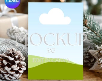 Canva Christmas Invitation Mockup: 5x7 Card Template (Digital Download)