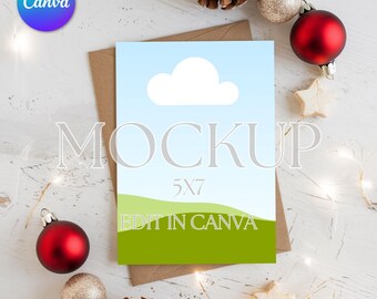 Canva Christmas Invitation Mockup: 5x7 Card Template (Digital Download)
