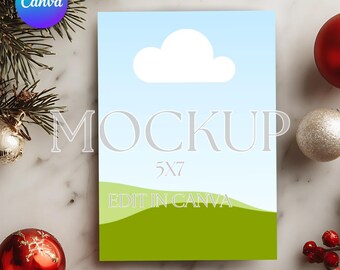 Canva Christmas Invitation Mockup: 5x7 Card Template (Digital Download)
