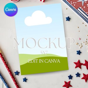 Canva 4. Juli Einladungsmockup, 5 "x7" Einladungs- oder Kartenmodell, perfekt für Etsy-Verkäufer, einfaches Ziehen und Ablegen in Canva