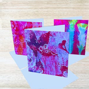 Mixed 3 pack, Magenta Greeting Cards, Blank Cards, Sustainably Produced, Eco Friendly, All Occasions, Thank you Cards, Square Cards