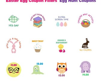 Ausdruckbare Ostergutscheine | Ostereifüller | Ostereiersuche | Kinder Gutscheine | Osterei Token | Osterhasen-Belohnungen | Ostersticker