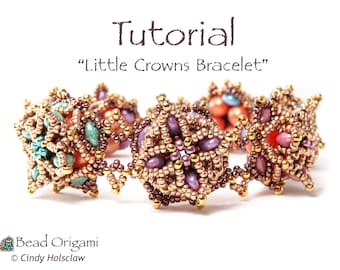 TUTORIAL - Little Crowns Bracelet with SuperDuo beads - PDF Pattern Only