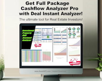 Full Package Cashflow Analyzer Pro with Deal Instant Analyzer | Rental Property Calculator Spreadsheet Investment Property Analysis Mortgage