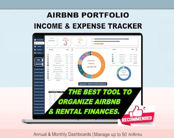 Airbnb Income and Expense Portfolio Tracker Template Spreadsheet Airbnb-Gastgeber Ferienvermietung Eigentumswohnungen Vrbo Airbnb-Gewinn und Verlust