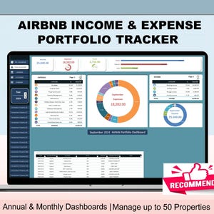 Airbnb Income and Expense Portfolio Tracker Template Spreadsheet Airbnb Host Vacation Rental Property Management Vrbo Airbnb Profit and Loss