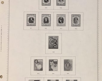 A Rare Vintage Set Of 52 Qajar through Pahlavi Kingdom Stamp Album Pages. “FREE SHIPPING “