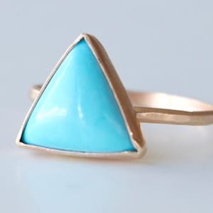 Turquoise Ring in Recycled 14k Gold Turquoise and Gold Ring Statement Ring Cocktail Ring Modern Geometric Ring Triangle Gemstone image 1