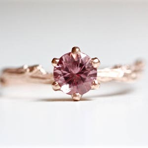 Pink Garnet Solitaire Ring in Recycled 14k Gold Size 7 Prong Set Blush Pink Gemstone Engagement Ring Diamond Alternative image 1