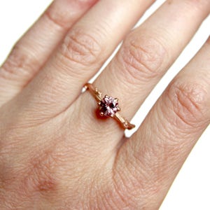 Pink Garnet Solitaire Ring in Recycled 14k Gold Size 7 Prong Set Blush Pink Gemstone Engagement Ring Diamond Alternative image 4