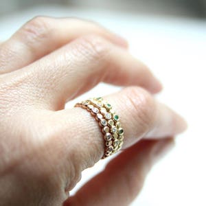 Grey Diamond Wedding Band Recycled 14k Rose Gold Beaded Salt and Pepper Diamond Stacking Ring Bezel Set Diamond Ring image 5