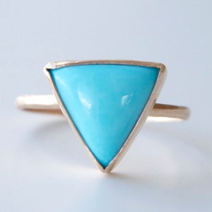 Turquoise Ring in Recycled 14k Gold Turquoise and Gold Ring Statement Ring Cocktail Ring Modern Geometric Ring Triangle Gemstone image 4