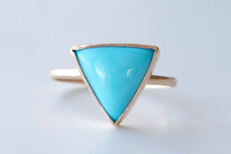 Turquoise Ring in Recycled 14k Gold Turquoise and Gold Ring Statement Ring Cocktail Ring Modern Geometric Ring Triangle Gemstone image 4