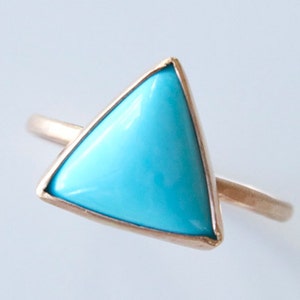 Turquoise Ring in Recycled 14k Gold Turquoise and Gold Ring Statement Ring Cocktail Ring Modern Geometric Ring Triangle Gemstone image 3