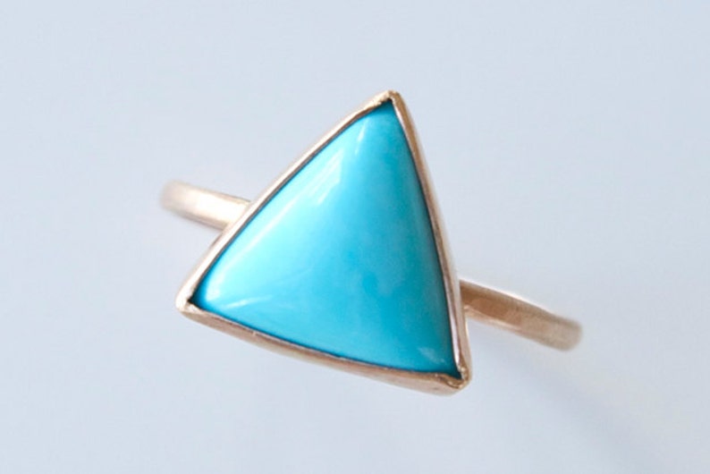 Turquoise Ring in Recycled 14k Gold Turquoise and Gold Ring Statement Ring Cocktail Ring Modern Geometric Ring Triangle Gemstone image 3