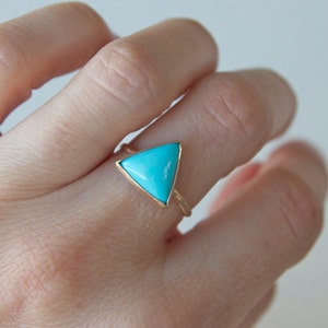 Turquoise Ring in Recycled 14k Gold Turquoise and Gold Ring Statement Ring Cocktail Ring Modern Geometric Ring Triangle Gemstone image 5