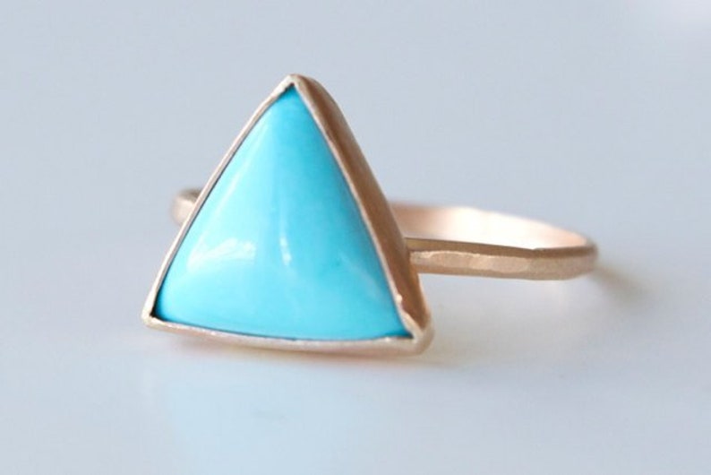 Turquoise Ring in Recycled 14k Gold Turquoise and Gold Ring Statement Ring Cocktail Ring Modern Geometric Ring Triangle Gemstone image 1