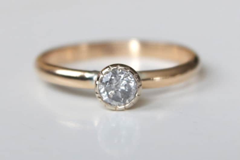Diamond Engagement Ring Recycled 14k White and Yellow Gold Etsy