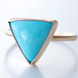 Turquoise Ring in Recycled 14k Gold Turquoise and Gold Ring Statement Ring Cocktail Ring Modern Geometric Ring Triangle Gemstone image 2