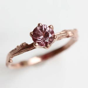 Pink Garnet Solitaire Ring in Recycled 14k Gold Size 7 Prong Set Blush Pink Gemstone Engagement Ring Diamond Alternative image 3