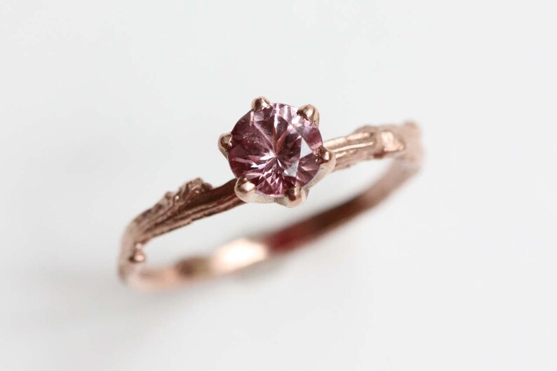 Pink Garnet Solitaire Ring in Recycled 14k Gold Size 7 Prong Set Blush Pink Gemstone Engagement Ring Diamond Alternative image 3