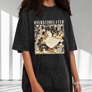 Overstimulated Mama Duck Shirt, Funny Farm Animal Graphic Tee,Homeschool Mom Life Shirt,Cottagecore Mother’s Day Gift,Introvert Mom Shirt