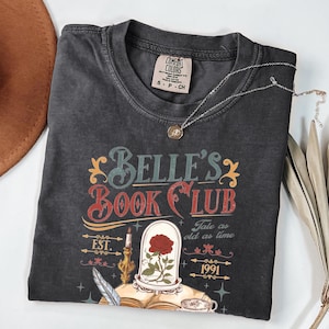 Belle&#39;s Book Club Shirt,Vintage Retro Belles Library Shirt,Book Lover Tee,Tale as Old as Time Beauty and the Beast Shirt,Belle Princess Tee