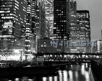 Chicago Night Skyline - Fine Art Photography - Black & White - 8x10, 11x14, other sizes available