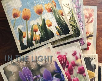 Spring Flowers Wood Photo Coasters - Customize, Home Decor, Fine Art Photography, Drinkware, Decorative, Vintage, Distressed