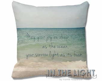 Seascape with Quote - Treasure Island FL - Fine Art Photography Pillow for home decor