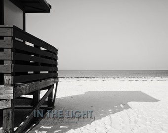 Lido Beach Lifeguard House 2- Sarasota, FL -Fine Art Photography - Black & White - 8x10, 11x14, other sizes available