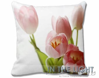 Pink Spring Tulips #2 - Fine Art Photography Pillow for home decor