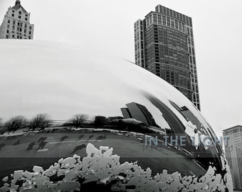 Millenium Park, Chicago, The Bean 2 - Fine Art Photography - Black & White - 8x10, 11x14, other sizes available