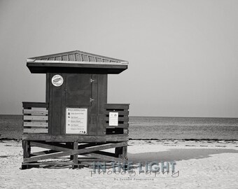 Lido Beach Lifeguard House 1 - Sarasota, FL - Fine Art Photography - Black & White - 8x10, 11x14, other sizes available