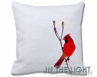 Cardinal in Snow #2 - Fine Art Photography Pillow for home decor