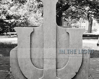 Indiana University Limestone Bench - Fine Art Photography - Square 8x8, 12x12, other sizes available