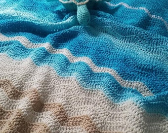 Beachy Blanket with Plushy Turtle or Starfish toy