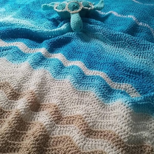 Beachy Blanket with Plushy Turtle or Starfish toy image 1