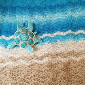 Beachy Blanket with Plushy Turtle or Starfish toy 60 x 80 inches