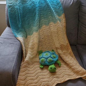 Beachy Blanket with Plushy Turtle or Starfish toy 36 x 48 inches