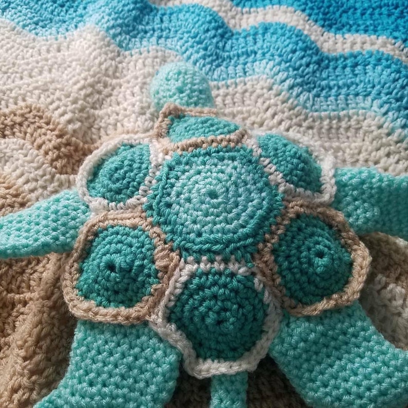 Beachy Blanket with Plushy Turtle or Starfish toy image 2