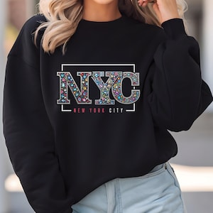 Koszula NEW YORK, bluza z okrągłym dekoltem z haftem sztucznym, bluza z kapturem New York Faux Rhinestone, koszula I Love New York w stylu western american, bluza unisex