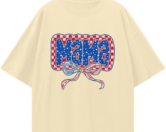 T-shirt oversize American Mama, maglietta con grafica della bandiera USA, maglietta patriottica per il Memorial Day