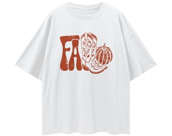 Höst Howdy Stövlar Överdimensionerad Cowgirl T-shirt Western Höst Pumpa Grafik Streetwear