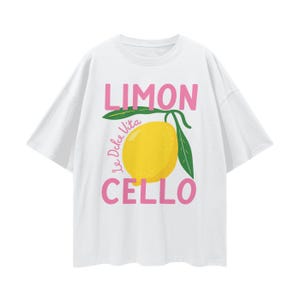 Oversized T-shirt limoncello, T-shirt met Italiaanse citroencocktail, shirt La Dolce Vita, cadeau zomerdrankje minnaar, graphic T-shirt citroen, T-shirt strand