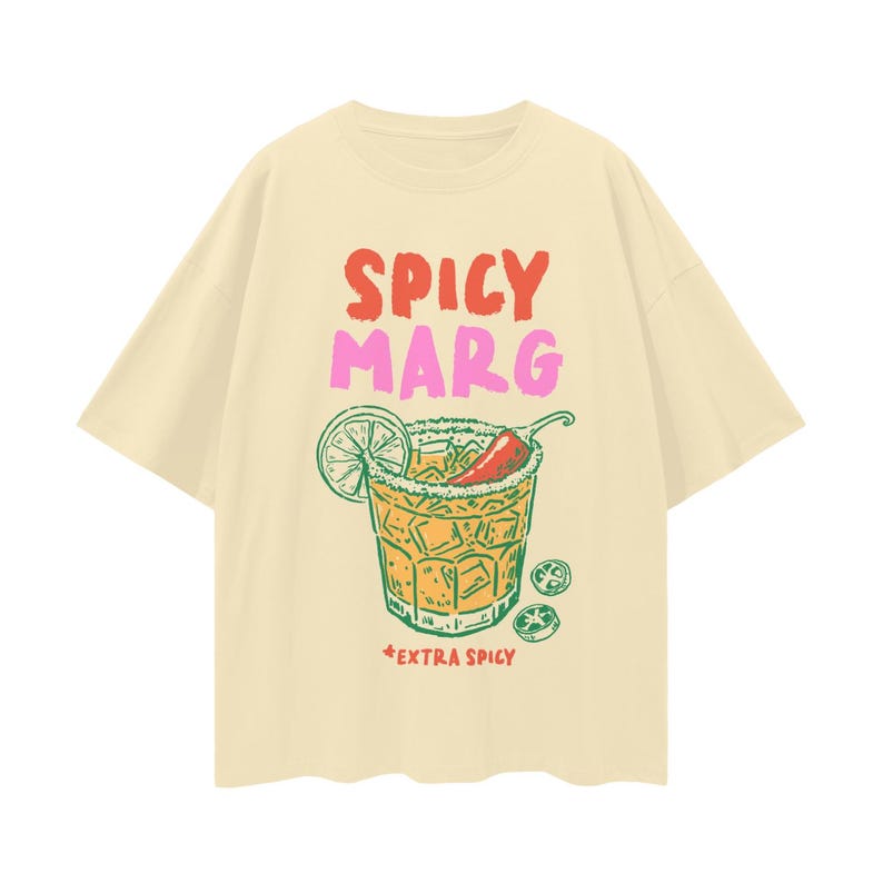 Spicy Marg Shirt, Margarita Top, Margarita Social Club, Old Money Aesthetic Margs Tee, Preppy Summer T-shirt, Oversized Tee, Beach Vibes Tee