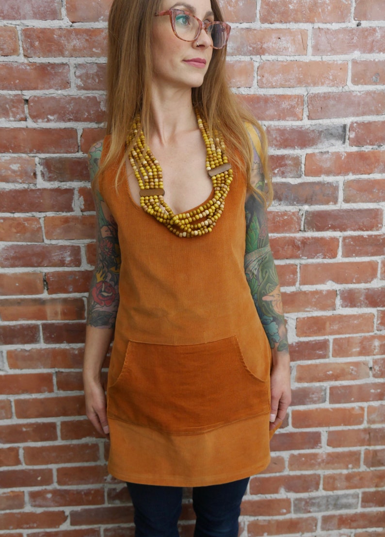 Custom Corduroy Apron Smock Dress with Pocket All Sizes Etsy