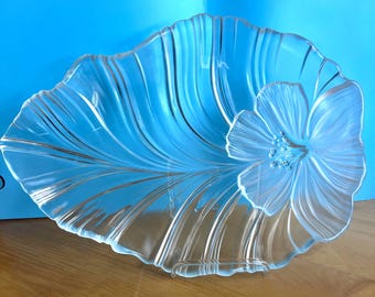 Grote matglazen bladschaal 18-inch botanisch dienblad Coastal Decor Art Glass Centerpiece