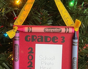 2024 Grade 3 Crayola Crayon Keepsake School Photo Ornament Third 3rd Grade